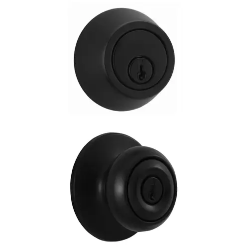  Deadbolt with keylock Salem knob with Adjustable latch and Round Corner Full Lip Strike Matte Black Finish