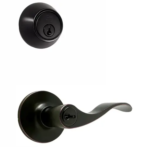  Deadbolt with keylock New Haven Lever with Adjustable latch and Round Corner Full Lip Strike Oil Rubbed Bronze Finish