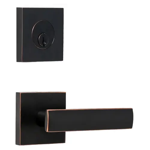  Deadbolt with Passage Utica Lever with Adjustable latch and Square/ Round Corner Full Lip Strike Oil Rubbed Bronze Finish