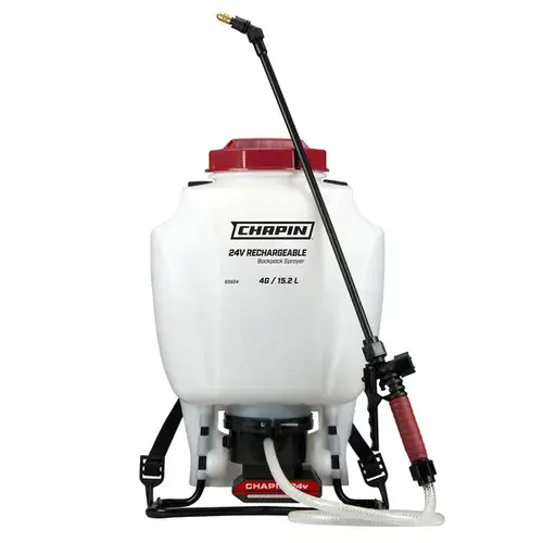 63985 Backpack Sprayer, 4 gal Tank, Poly Tank, 20 ft Horizontal, 27 ft Vertical Spray Range, 48 in L Hose White/Black/Red 63985 Backpack Sprayer, 4 gal Tank, Poly Tank, 20 ft Horizontal, 27 ft Vertical Spray Range, 48 in L Hose White/Black/Red