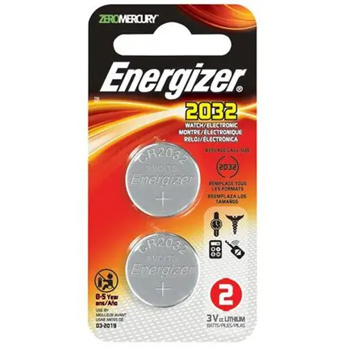 Coin Cell Battery, 3 V Battery, 235 mAh, CR2032 Battery, Lithium, Manganese Dioxide - pack of 2 Coin Cell Battery, 3 V Battery, 235 mAh, CR2032 Battery, Lithium, Manganese Dioxide - pack of 2
