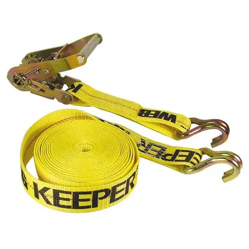 Ratchet Tie-Down Strap, Hay Baler, Double-J Hooks, 2 in W x 40 ft L, 3333 lb Load Capacity Yellow