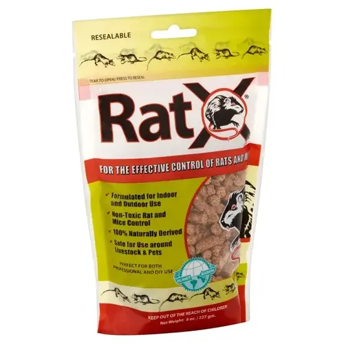 RatX Pellets - Rat & Mouse Bait 8-OZ Resealable Pouch Gray/Tan