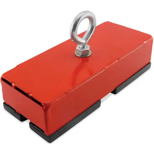 Holding and Retrieving Magnet, 5 in L, 2 in W, 1-1/16 in H, Steel Red Holding and Retrieving Magnet, 5 in L, 2 in W, 1-1/16 in H, Steel Red