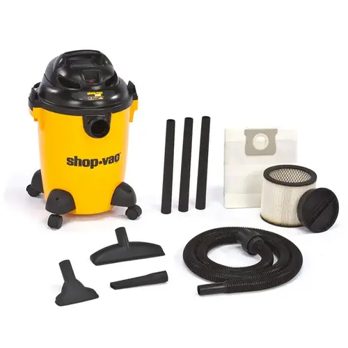 Wet/Dry Vacuum, 6 gal Vacuum, Cartridge, Dry, Foam Sleeve Filter, 3.5 hp, Black Housing Wet/Dry Vacuum, 6 gal Vacuum, Cartridge, Dry, Foam Sleeve Filter, 3.5 hp, Black Housing