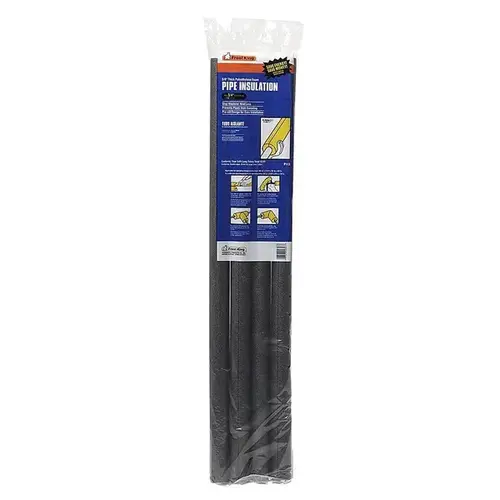 Tubular Pipe Insulation, 1-1/8 in Dia, 3 ft L, Polyethylene Foam, Black, 3/4, 1 in Pipe - pack of 4
