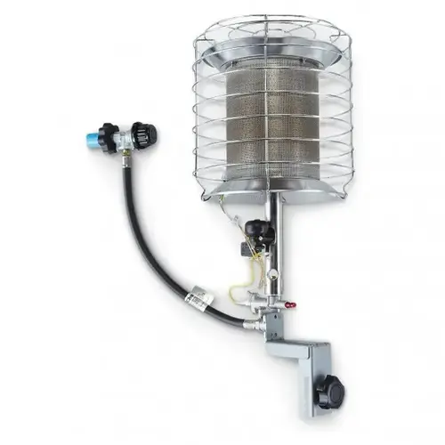 Tank Top Heater, 20 lb Fuel Tank, Propane, 30000 to 40000 Btu, 1000 sq-ft Heating Area Silver Tank Top Heater, 20 lb Fuel Tank, Propane, 30000 to 40000 Btu, 1000 sq-ft Heating Area Silver