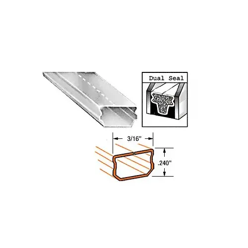 3/16" Satin Anodized Low Profile Dual Seal Spacer 152" Stock Length 3/16" Satin Anodized Low Profile Dual Seal Spacer 152" Stock Length