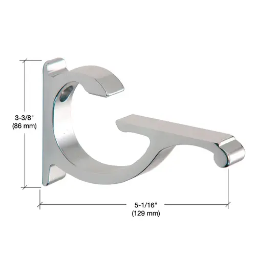 Chrome Designer Aluminum Shelf Bracket for 3/8" to 1/2" Glass - pack of 2