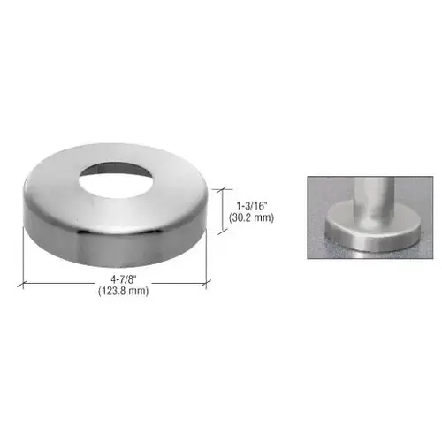 Brushed Stainless Base Flange Cover for 1-1/4" Schedule 40 Pipe Rail