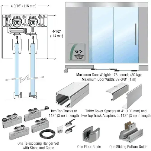 50 Series Two Panel Telescoping Ceiling Mount Kit - Left Stacking Direction Satin Anodized 50 Series Two Panel Telescoping Ceiling Mount Kit - Left Stacking Direction Satin Anodized