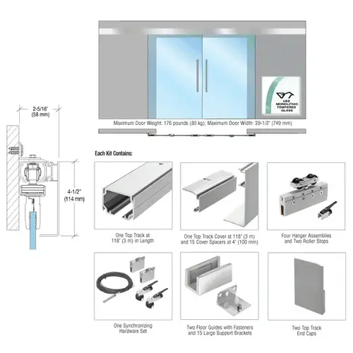 50 Series Bi-Parting Synchronized Wall Mount Kit Satin Anodized 50 Series Bi-Parting Synchronized Wall Mount Kit Satin Anodized