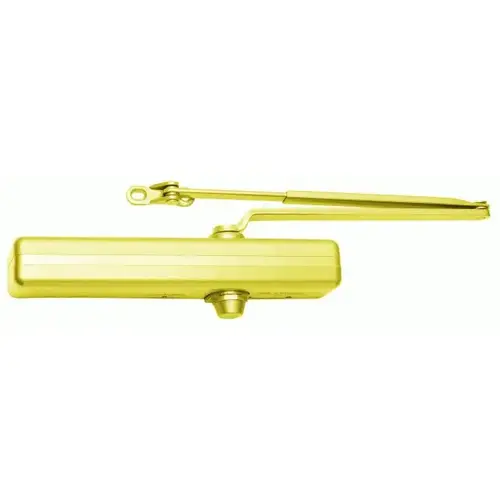 Right Hand Parallel Arm Adjustable Surface Mounted Heavy Duty Plated Door Closer with Thru Bolts Bright Brass Finish Right Hand Parallel Arm Adjustable Surface Mounted Heavy Duty Plated Door Closer with Thru Bolts Bright Brass Finish