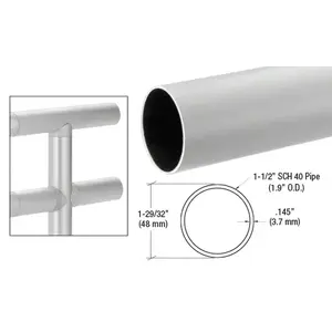 CRL HR19SA Satin Anodized 1.9" Diameter Hand Railing Tubing