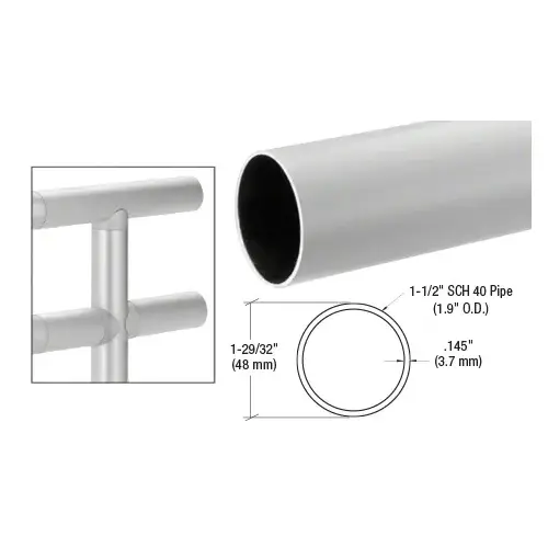 Satin Anodized 1.9" Diameter Hand Railing Tubing