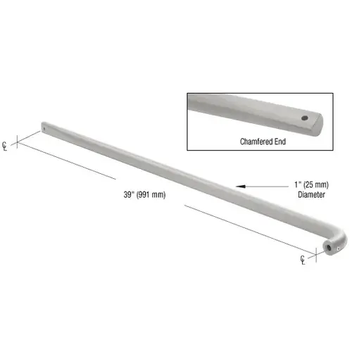 Clear Anodized Astral II Solid Push Bar for 39" Double Acting Doors Clear Anodized Astral II Solid Push Bar for 39" Double Acting Doors