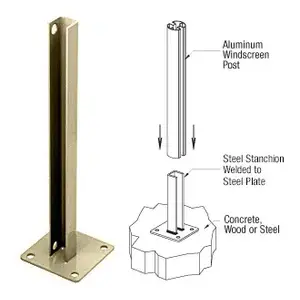 CRL PSB1BBRZ Matte Bronze AWS Steel Stanchion for 180 Degree Round or Rectangular Center or End Posts