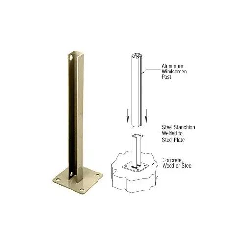 Matte Bronze AWS Steel Stanchion for 180 Degree Round or Rectangular Center or End Posts Matte Bronze AWS Steel Stanchion for 180 Degree Round or Rectangular Center or End Posts
