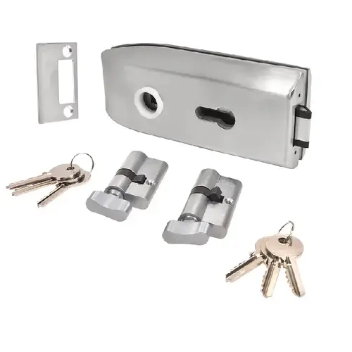 Brushed Stainless Glass Mounted Latch with Lock and Thumbturn