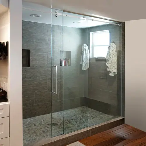 Polished Stainless Senior Deluxe Serenity Sliding Shower Door System Polished Stainless Senior Deluxe Serenity Sliding Shower Door System
