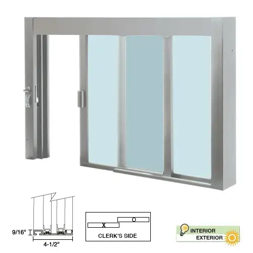 Standard Size Self-Closing Deluxe Service Window Glazed with Half-Track Satin Anodized Standard Size Self-Closing Deluxe Service Window Glazed with Half-Track Satin Anodized