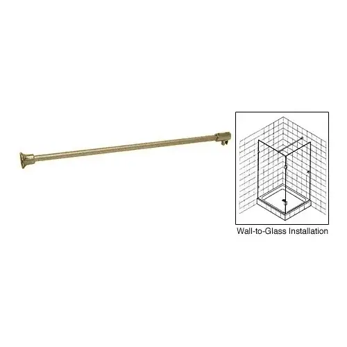 Brushed Bronze Frameless Shower Door Fixed Panel Wall-To-Glass Support Bar for 3/8" to 1/2" Thick Glass
