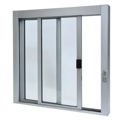 Satin Anodized Standard Size Self-Closing Deluxe Service Window Glazed with Half-Track Satin Anodized Standard Size Self-Closing Deluxe Service Window Glazed with Half-Track