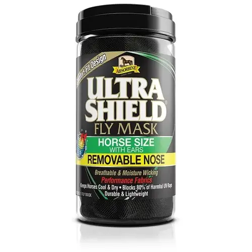 ULTRASHIELD FLY MASK HORSE WITH EARS - REMOVABLE NOSE ULTRASHIELD FLY MASK HORSE WITH EARS - REMOVABLE NOSE