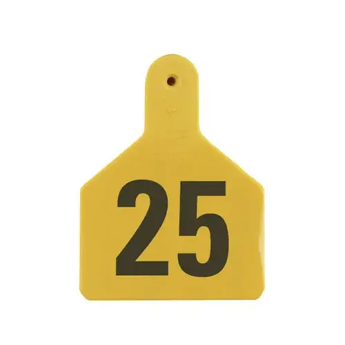 Z Tags 1-PC Pre-Numbered Laser Print Calf Tags, Numbers from 1 - 25, Yellow