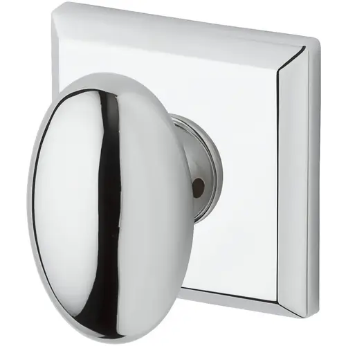 Passage Ellipse Knob and Traditional Square Rose with 6AL Latch and Dual Strike Bright Chrome Finish Passage Ellipse Knob and Traditional Square Rose with 6AL Latch and Dual Strike Bright Chrome Finish