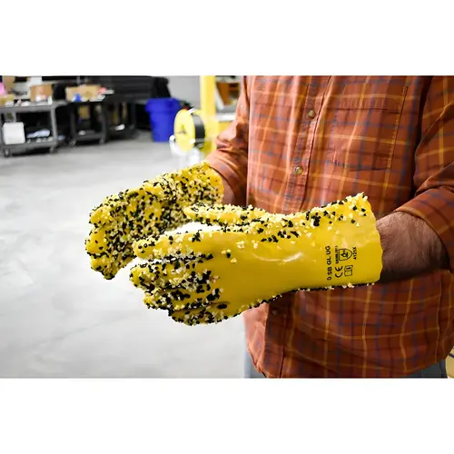 Ugly Gloves, Coated Canvas Material, Soft Jersey-Lined Interior, One Size Fits Most, Without Cuff, Yellow Finish