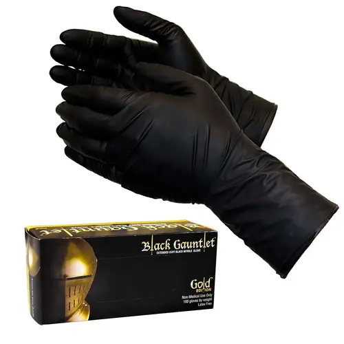 ShuBee Black Gauntlet Gold Edition Black Nitrile Gloves