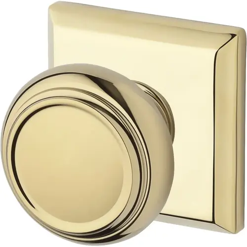 Passage Traditional Knob and Traditional Square Rose with 6AL Latch and Dual Strike Lifetime Brass Finish