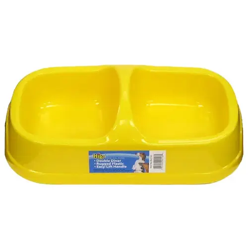 Dog Feeding Bowl, L, 14 oz Volume, 2-Compartment, Plastic (color may vary) Dog Feeding Bowl, L, 14 oz Volume, 2-Compartment, Plastic (color may vary)