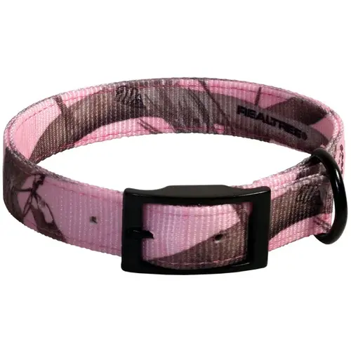 Dog Collar Nylon 2-Ply 1" x 19" with Buckle Realtree Pink Camouflage