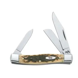 Case 00079 Pocket Knife Folding Medium Stockman Amber Bone Amber Bone