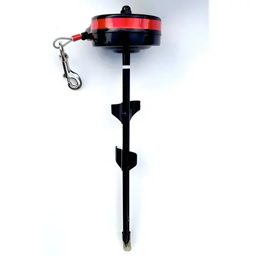 Retractable Cable Tie-Out Stake for Dogs Large 80-lbs to 120-lbs Red Retractable Cable Tie-Out Stake for Dogs Large 80-lbs to 120-lbs Red