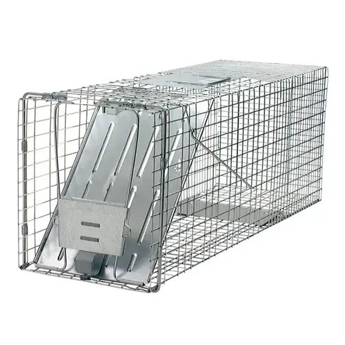 Animal Trap, 32 in L, 10 in W, 12 in H, Spring-Loaded Door Galvanized Animal Trap, 32 in L, 10 in W, 12 in H, Spring-Loaded Door Galvanized