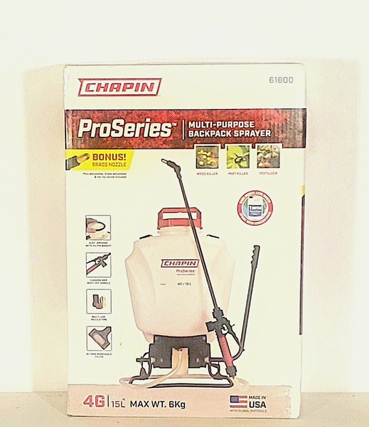Chapin 61800 Pro Series Backpack Sprayer, 4 gal Tank, Poly Tank, 25 ft Horizontal, 23 ft Vertical Spray Range White