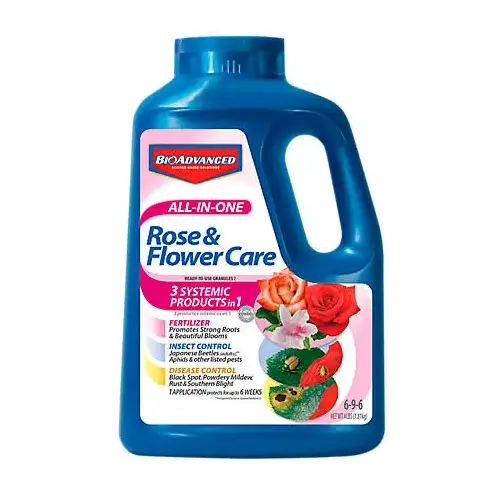 All-in-One Rose and Flower Care, 4 lb Bottle, Granular, 6-9-6 N-P-K Ratio Gray/Off-White
