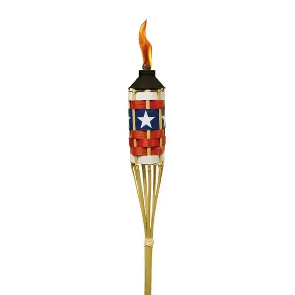 Tiki Garden Torch FlameKeeper Red/White/Blue Bamboo 57 Red/White/Blue - pack of 18 1113046-XCP18