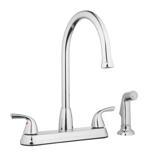 8 in. Kitchen Faucet with Gooseneck Spout and Sprayer - Chrome 8 in. Kitchen Faucet with Gooseneck Spout and Sprayer - Chrome