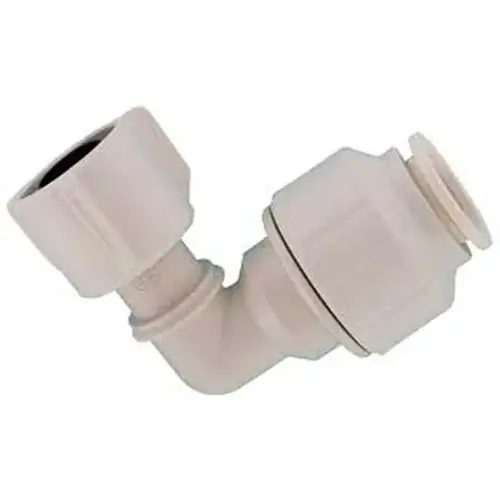 Swivel Pipe Elbow, 1/2 in, 90 deg Angle, Plastic, White, 160 psi Pressure Swivel Pipe Elbow, 1/2 in, 90 deg Angle, Plastic, White, 160 psi Pressure