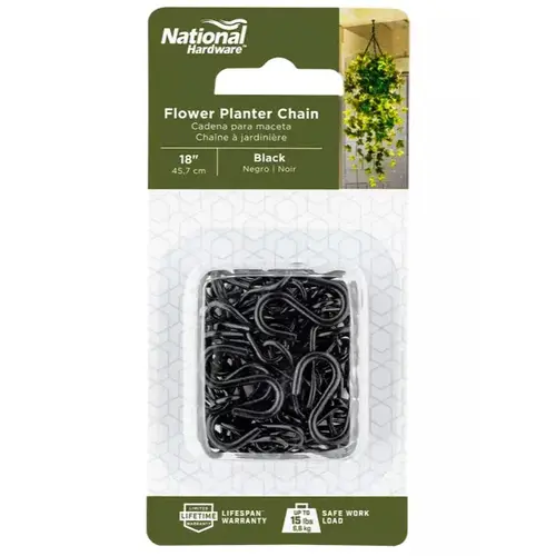 V2663 18" Flower Plant Chain Black Finish