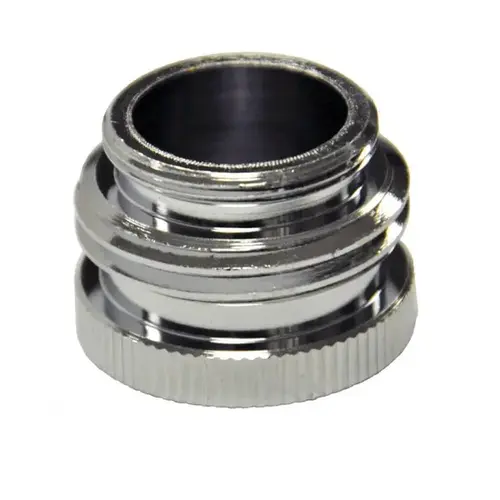 Hose Aerator Adapter, 55/64-27 x 3/4 x 55/64-27 in, Male/GHTM x Female, Brass, Chrome Plated Hose Aerator Adapter, 55/64-27 x 3/4 x 55/64-27 in, Male/GHTM x Female, Brass, Chrome Plated