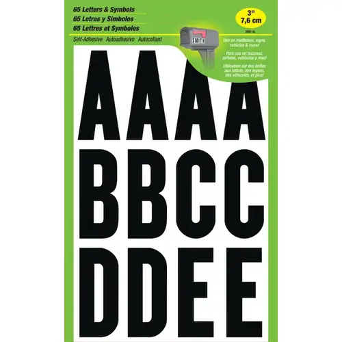 3 In. Self-Adhesive Assortment Letters Black 3 In. Self-Adhesive Assortment Letters Black