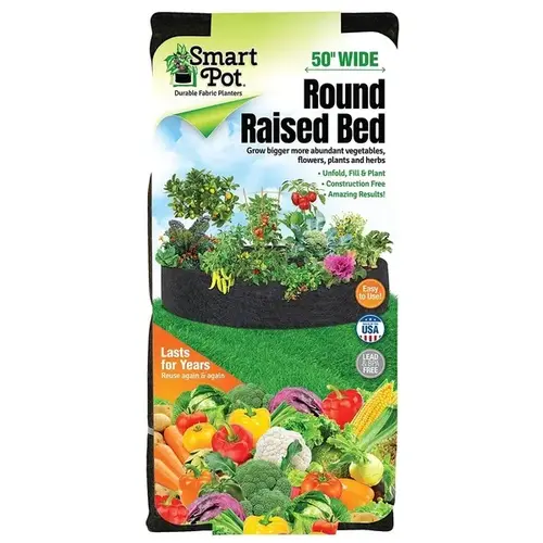 Container Garden Bed, Black Fabric, 100-Gallons, 50-In. Diam. x 12 High