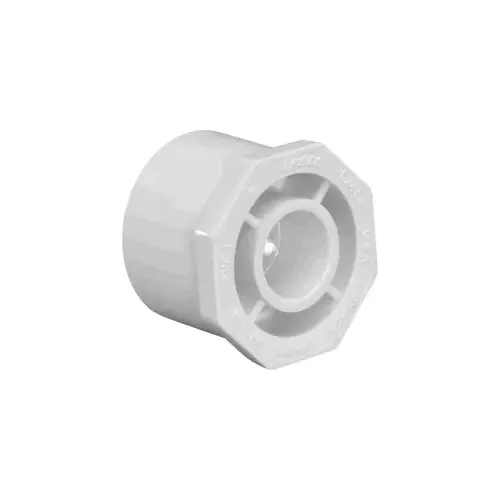 437167 Reducer Bushing, 1-1/4 x 3/4 in, Spigot x Slip, PVC, White, SCH 40 Schedule, 220 psi Pressure 437167 Reducer Bushing, 1-1/4 x 3/4 in, Spigot x Slip, PVC, White, SCH 40 Schedule, 220 psi Pressure