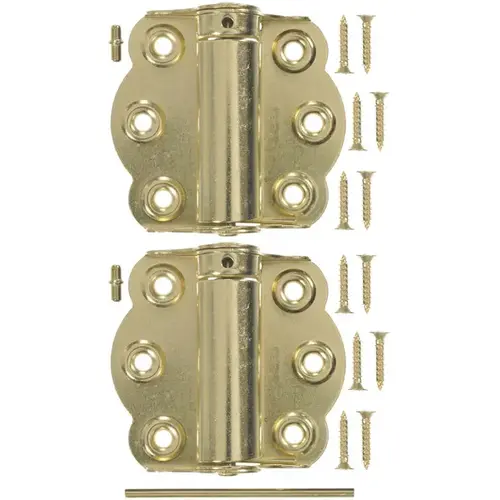 Adjustable Self-Closing Hinges 2-3/4", Brass Plt Pair
