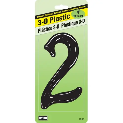 House Number, Character: 2, 4 in H Character, Black Character, Plastic House Number, Character: 2, 4 in H Character, Black Character, Plastic